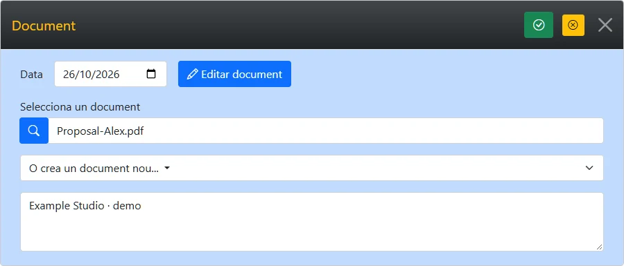 Documents associats a un contacte