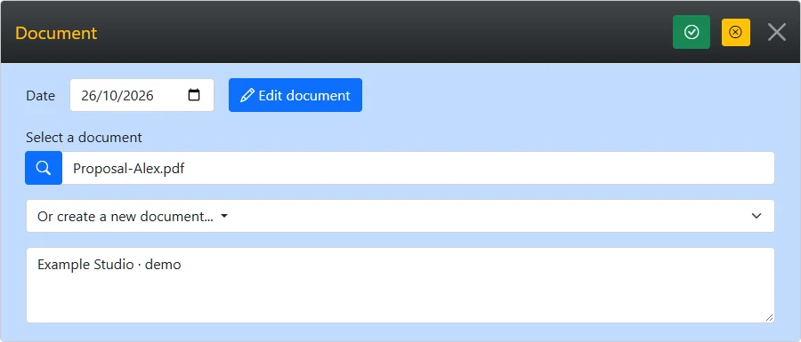 Documents associated with a contact