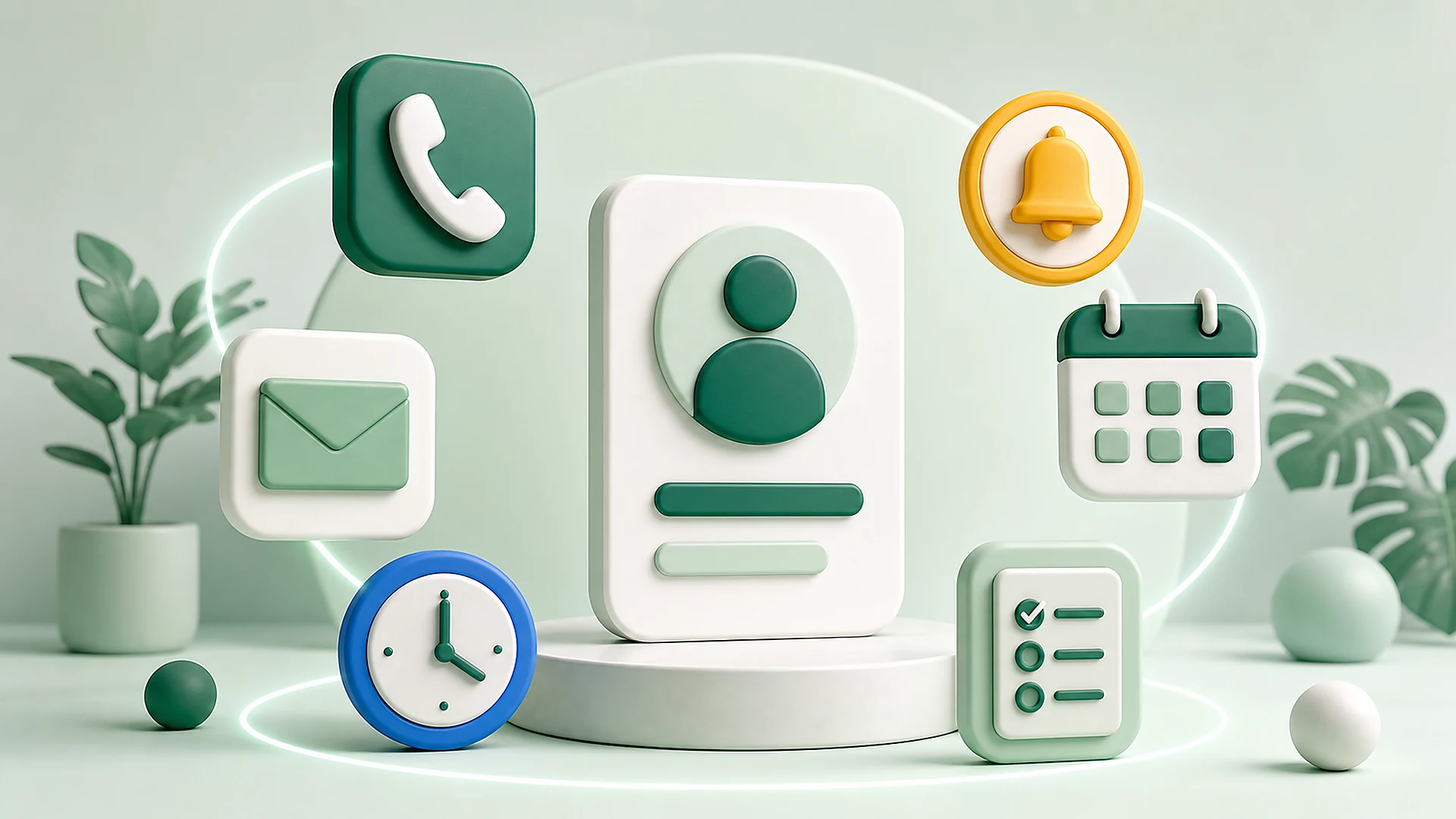 Area follow-up dei contatti con chiamate, email, promemoria, calendario e lista attività